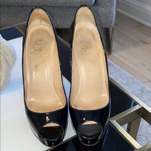 Christian Louboutin Glossy Black Peep Toe Heels